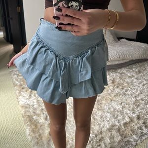 Denim Ruffle Skirt